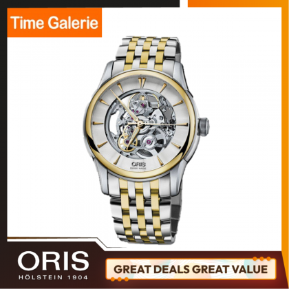 Oris Artelier Skeleton Gold/Silver Stainless Steel Strap Automatic Men Watch 01 734 7670 4351-07 8 21 78